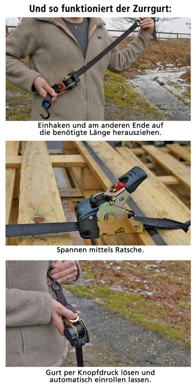 Andere Spændestrop Med Automatisk Oprul, Med Spidskroge 4 Andere Spændestrop Med Automatisk Oprul, Med Spidskroge - Billede 2